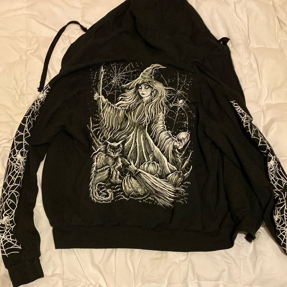 zipper spider witch hoodie